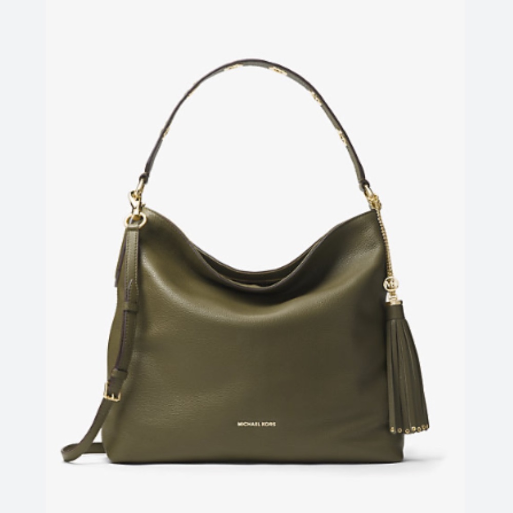 Michael Kors Brooklyn Large Leather Shoulder Bag - Olive